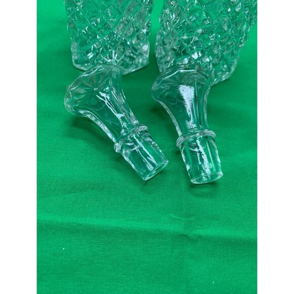 1960s 2 PC Vinegar and Oil Set Clear Glass - Picture 3 of 6